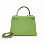 Kelly Sellier 25cm & 28cm Vert Pistache Epsom Leather Palladium Hardware Crossbody — Elegant Structured Carry Style