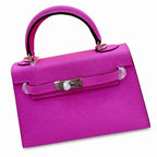 Mini Kelly II Sellier 19cm & 22cm Rose Pourpre Epsom Leather Palladium Hardware — Streamlined Mini Handbag
