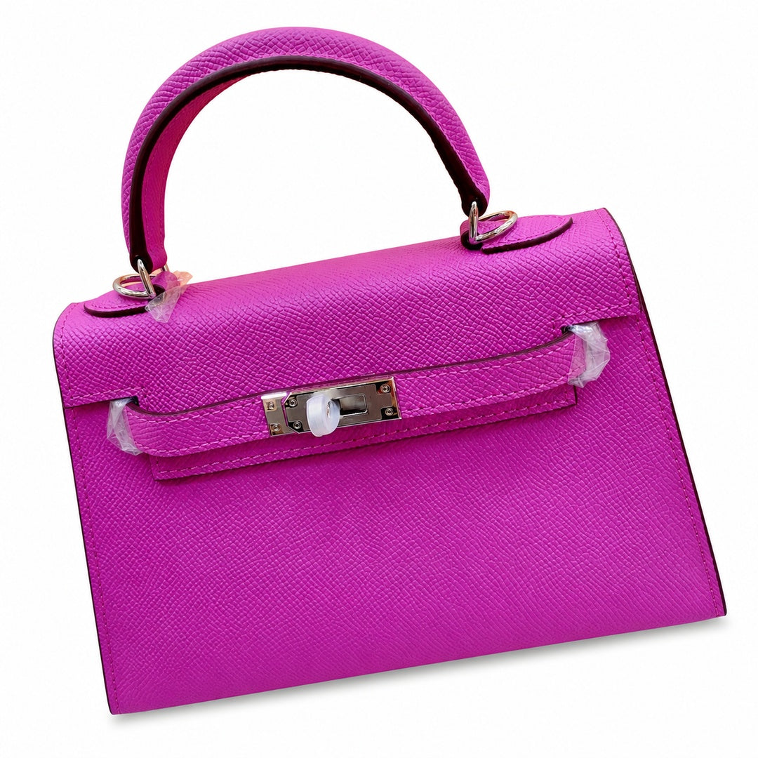 Mini Kelly II Sellier 19cm & 22cm Rose Pourpre Epsom Leather Palladium Hardware — Streamlined Mini Handbag