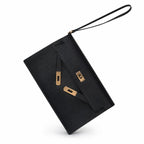 Kelly Elan 25x6.5x15cm Underarm Baguette Bag in Black with Gold Hardware — Streamlined Elan Carry Design