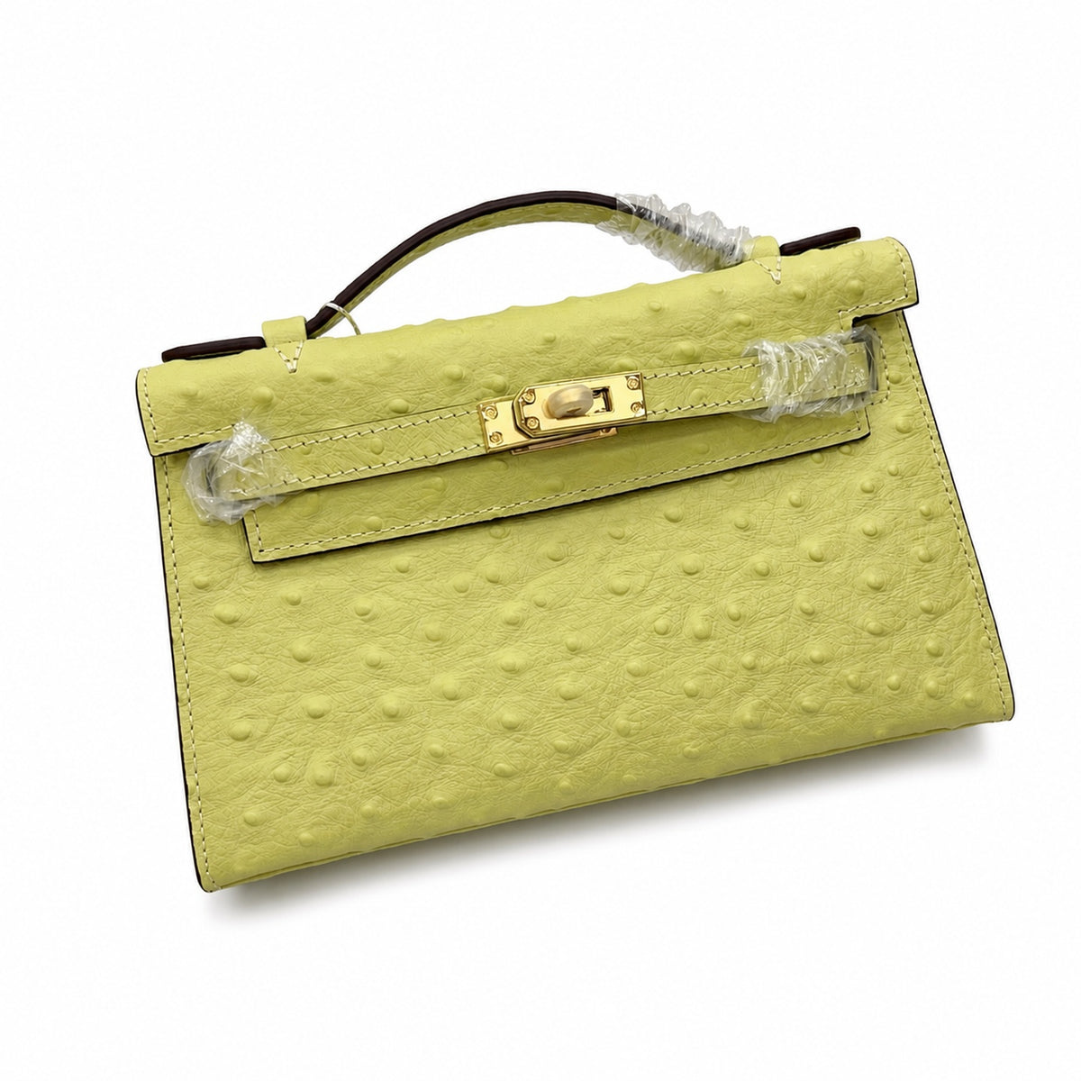 Mini Kelly II Sellier 19cm & 22cm Jaune Citron Ostrich Leather Gold Hardware — Sophisticated Small-Scale Bag