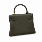 Kelly Sellier 20cm & 25cm & 28cm Gris Asphalte Togo Leather Gold Hardware — Polished Structured Handbag