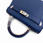 Mini Kelly II Sellier 19cm & 22cm Bleu Nuit Epsom Leather Palladium Hardware — Polished Compact Handbag