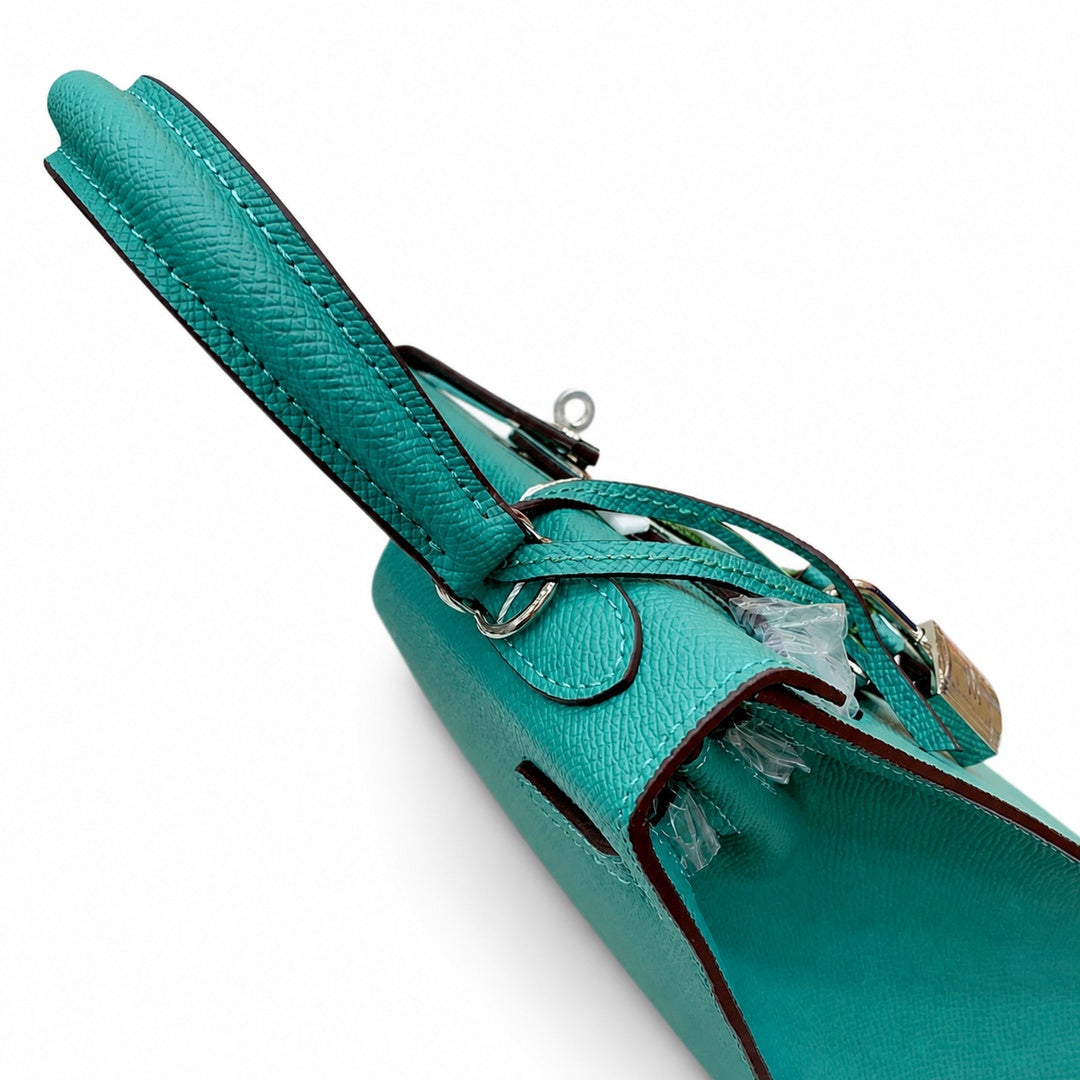 Kelly Sellier 25cm & 28cm Vert Jade Epsom Leather Palladium Hardware Daily Designer Handba — Classic Hand-Carry Silhouette