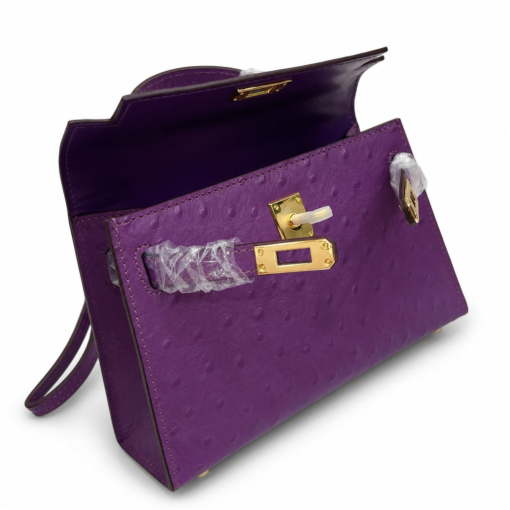 Mini Kelly II 19cm Sellier Noir Black Ostrich Gold Hardware Classic Daily — Timeless Mini Top-Handle Design