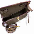 Kelly Elan 25x6.5x15cm Faux Kelly Underarm Baguette Bag in Khaki with Gold Hardware — Refined Underarm Handbag