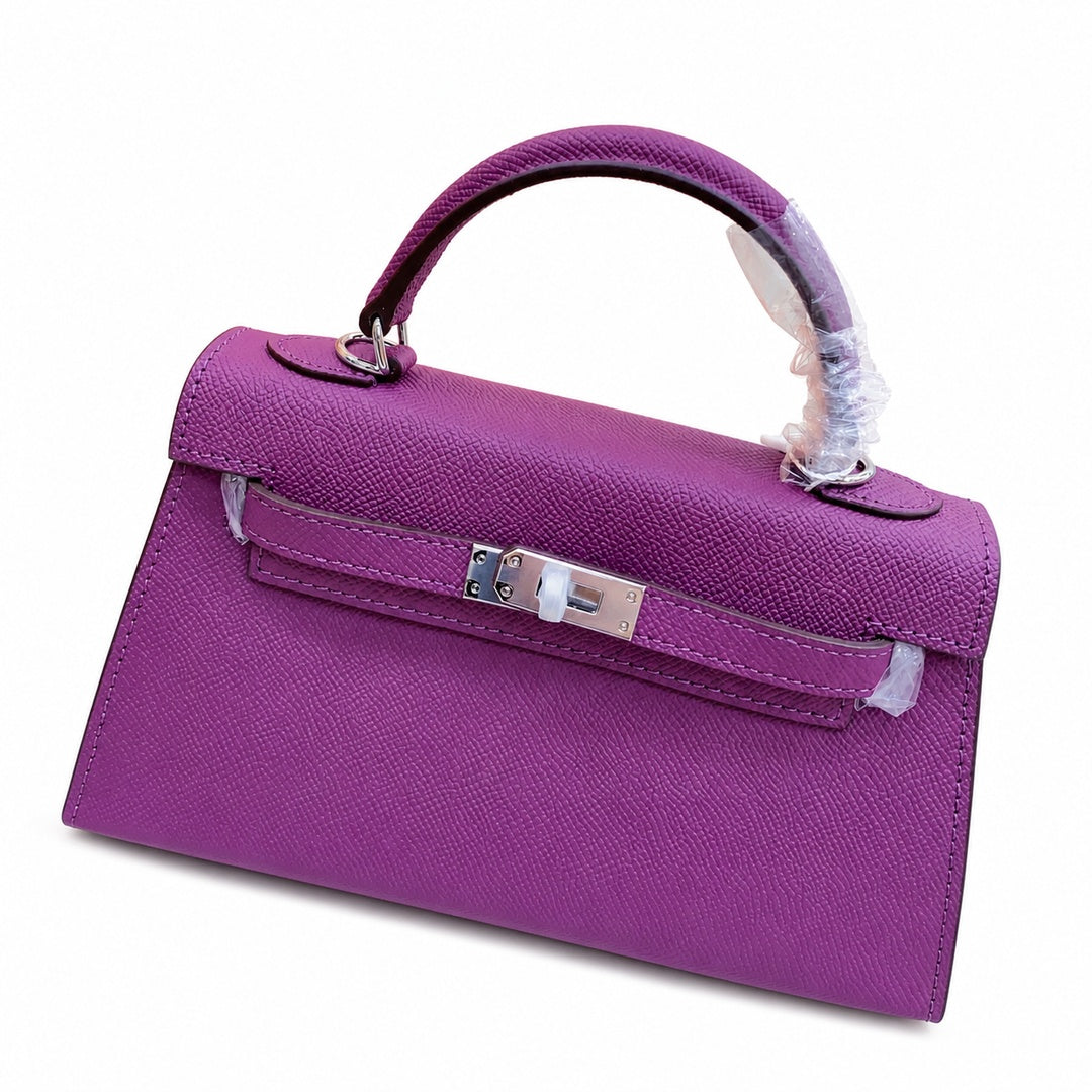 Mini Kelly II Sellier 19cm & 22cm Violet Epsom Leather Palladium Hardware — Compact Top-Handle Bag