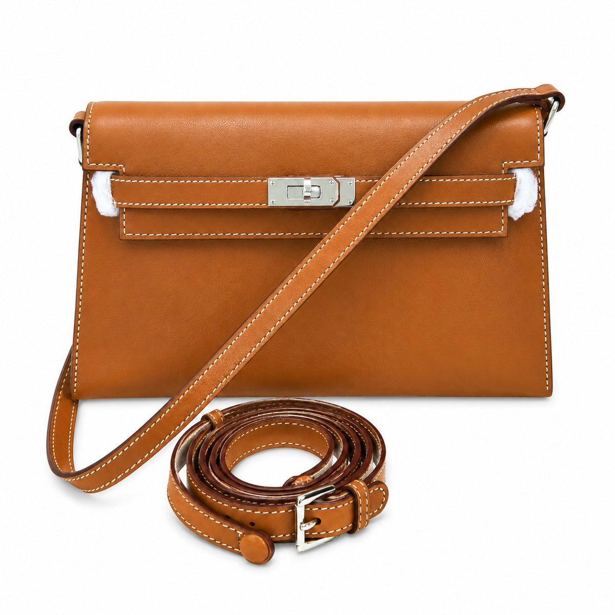 Kelly Elan 25x6.5x15cm Underarm Baguette Bag in Brown with Silver Hardware — Versatile Underarm Carry Style