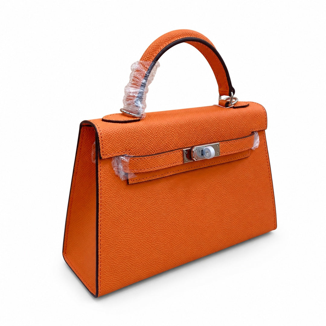Mini Kelly II Sellier 19cm & 22cm Orange Epsom Leather Palladium Hardware — Versatile Mini Carry Design