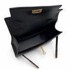 Mini Kelly Sellier 19cm Noir Ostrich Leather Gold Hardware — Sophisticated Small-Scale Bag