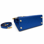 Kelly Sellier 25cm Bleu Electrique Ostrich Gold Hardware Premium Crossbody Purse — Structured Top-Handle Handbag