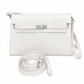 Kelly Elan 25x6.5x15cm Underarm Baguette Bag in Off White with Silver Hardware — Streamlined Elan Carry Design