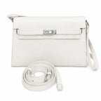 Kelly Elan 25x6.5x15cm Underarm Baguette Bag in Off White with Silver Hardware — Streamlined Elan Carry Design
