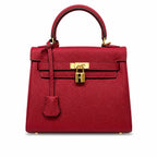 Kelly Sellier 20cm & 25cm & 28cm Rouge H Togo Leather Gold Hardware — Elegant Structured Carry Style