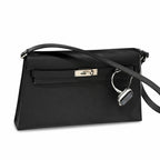 Kelly Elan 25x6.5x15cm Underarm Baguette Bag in Black with Silver Hardware — Versatile Underarm Carry Style