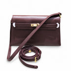 Kelly Elan 25x6.5x15cm Underarm Baguette Bag in Brown with Gold Hardware — Versatile Underarm Carry Style
