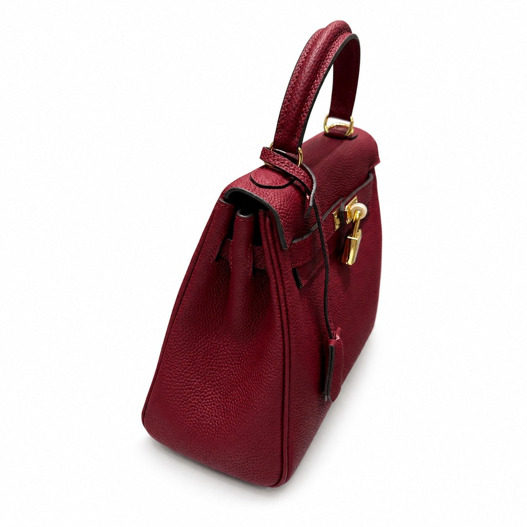 Kelly Sellier 20cm & 25cm & 28cm Rouge H Togo Leather Gold Hardware — Elegant Structured Carry Style