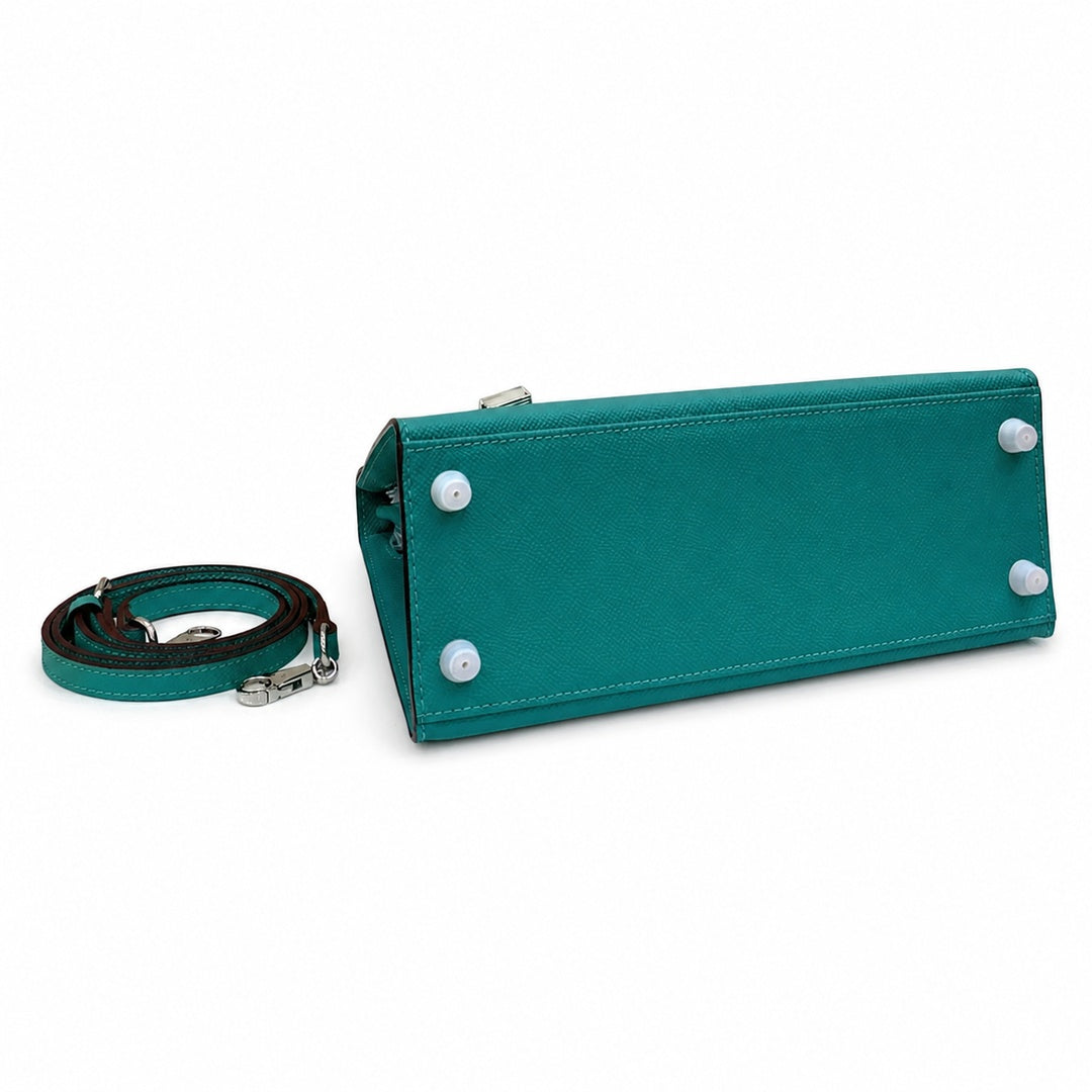 Kelly Sellier 25cm & 28cm Vert Jade Epsom Leather Palladium Hardware Daily Designer Handba — Classic Hand-Carry Silhouette