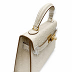 Mini Kelly II 19cm Sellier Craie Ostrich Gold Hardware Premium Women Daily — Compact Top-Handle Bag