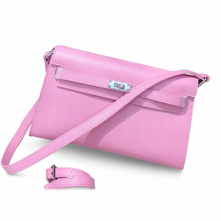 Kelly Elan 25x6.5x15cm Underarm Baguette Bag in Mauve Iris Purple with Silver Hardware — Distinctive Elongated Handbag