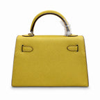 Mini Kelly II Sellier 19cm & 22cm Jaune Ambre Epsom Leather Palladium Hardware — Distinctive Petite Bag