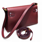 Kelly Elan 25x6.5x15cm Underarm Baguette Bag in Wine Red with Gold Hardware — Refined Underarm Handbag