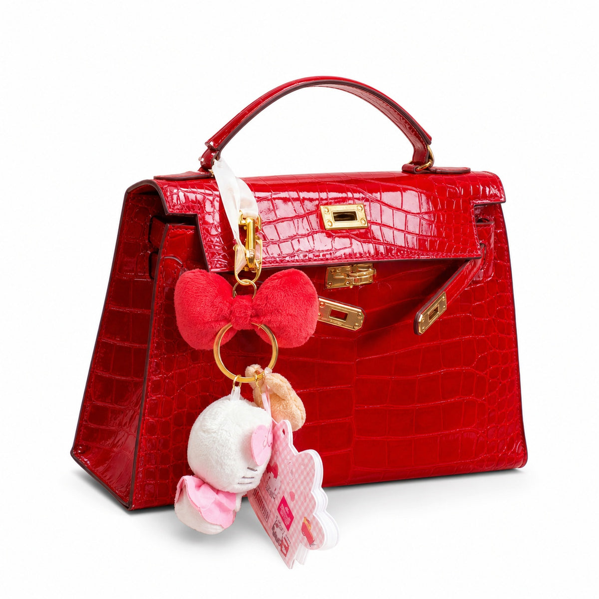 Kelly Pochette Rouge Casa Shiny Niloticus Crocodile Leather Gold Hardware Women Clutch Bag — Elegant Petite Clutch