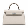 Mini Kelly II Sellier 19cm & 22cm Craie Epsom Leather Palladium Hardware Women Mini Handba — Compact Top-Handle Bag