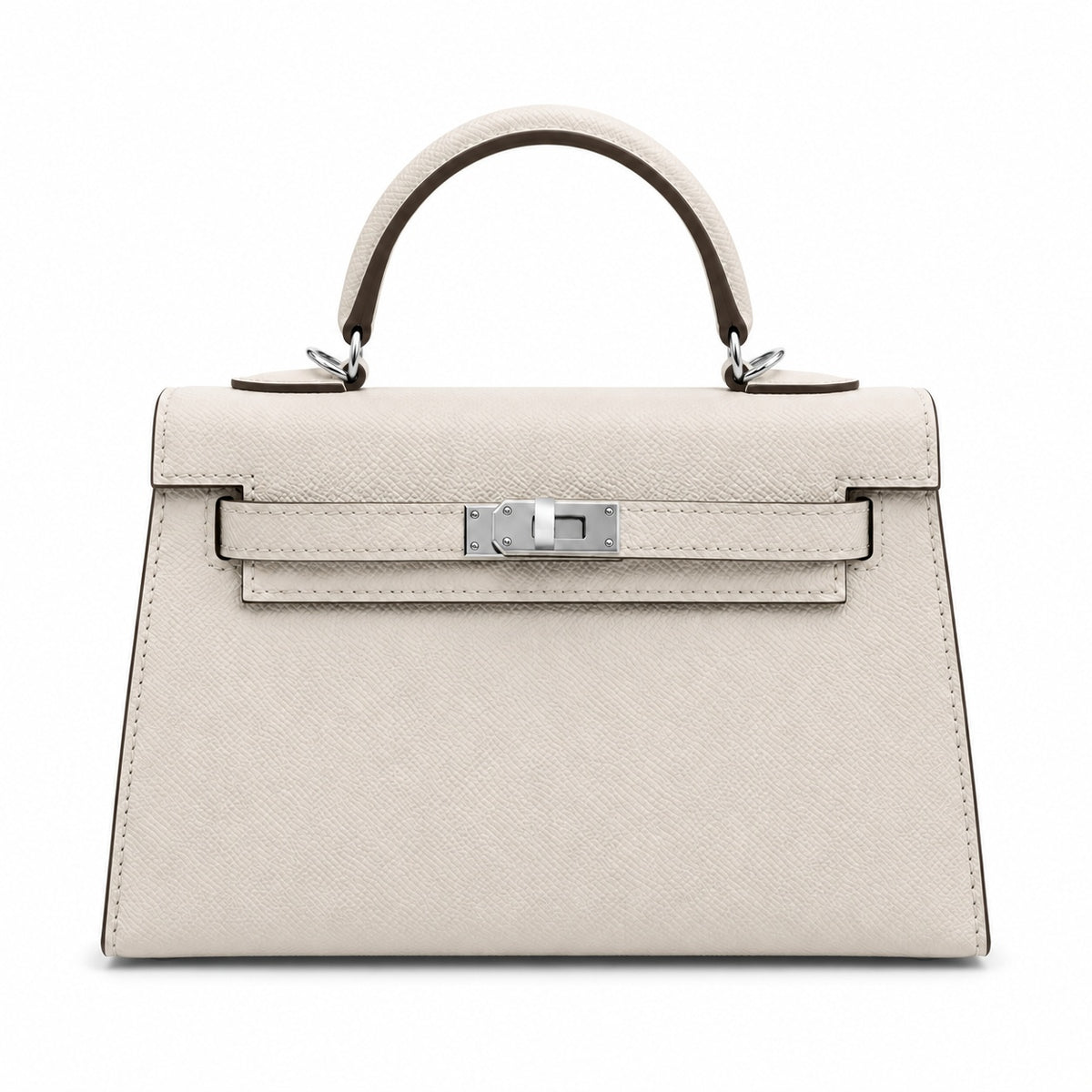 Mini Kelly II Sellier 19cm & 22cm Craie Epsom Leather Palladium Hardware Women Mini Handba — Compact Top-Handle Bag