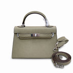 Mini Kelly II Sellier 19cm & 22cm Sauge Epsom Leather Palladium Hardware — Elegant Compact Carry Style