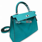 Kelly Sellier 25cm & 28cm Vert Jade Epsom Leather Palladium Hardware Daily Designer Handba — Classic Hand-Carry Silhouette
