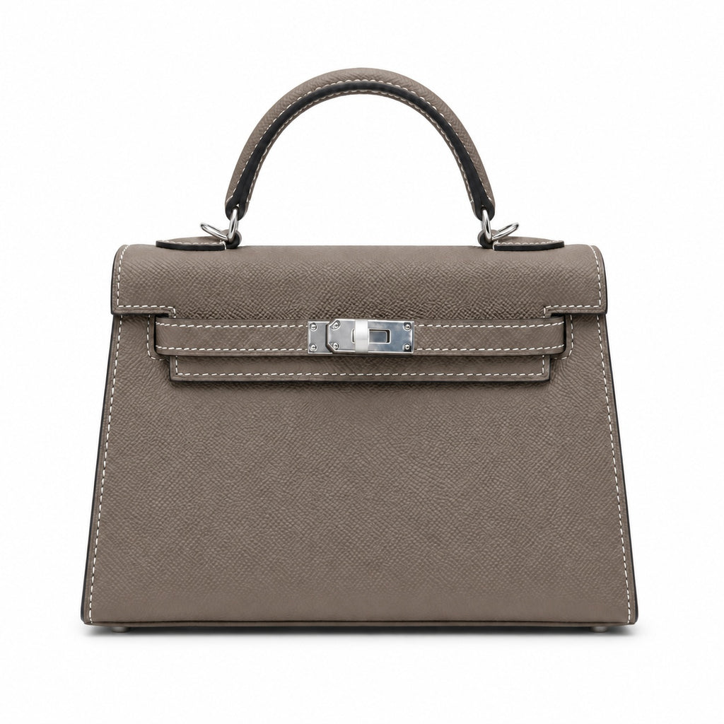 Mini Kelly II Sellier 19cm & 22cm Gris Asphalte Epsom Leather Palladium Hardware — Small Structured Carry Style