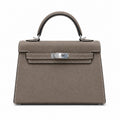 Mini Kelly II Sellier 19cm & 22cm Gris Asphalte Epsom Leather Palladium Hardware — Small Structured Carry Style