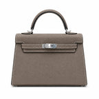 Mini Kelly II Sellier 19cm & 22cm Gris Asphalte Epsom Leather Palladium Hardware — Small Structured Carry Style