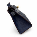 Mini Kelly Sellier 22cm Bleu Nuit Ostrich Leather Gold Hardware — Compact Top-Handle Bag