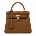 Kelly Sellier 20cm & 25cm & 28cm Chocolat Togo Leather Gold Hardware — Refined Top-Handle Bag
