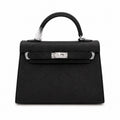 Mini Kelly II Sellier 19cm & 22cm Noir Epsom Leather Palladium Hardware — Refined Mini Handbag
