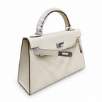 Mini Kelly II Sellier 19cm & 22cm Craie Epsom Leather Palladium Hardware Women Mini Handba — Compact Top-Handle Bag