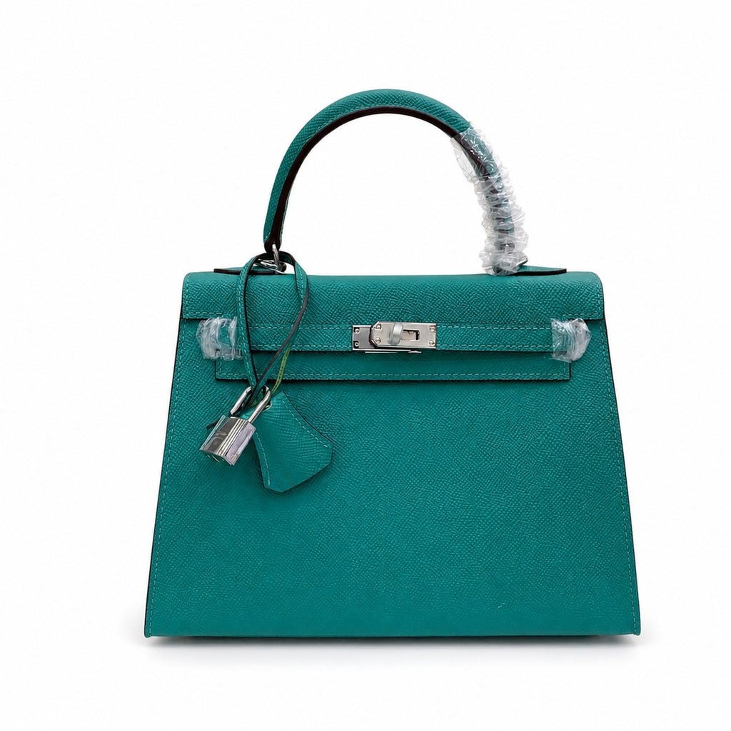 Kelly Sellier 25cm & 28cm Vert Jade Epsom Leather Palladium Hardware Daily Designer Handba — Classic Hand-Carry Silhouette