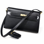 Kelly Elan 25x6.5x15cm Underarm Baguette Bag in Black with Gold Hardware — Streamlined Elan Carry Design