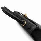 Kelly Sellier 25cm Noir Black Ostrich Gold Hardware Designer Shoulder Tote — Versatile Structured Bag