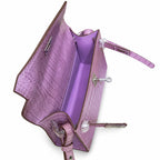 Kelly Pochette Lilac Shiny Niloticus Crocodile Leather Palladium Hardware Women Clutch Bag — Refined Small Hand-Carry Bag