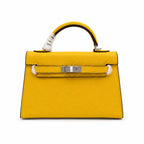 Mini Kelly II Sellier 19cm & 22cm Jaune Ambre Epsom Leather Palladium Hardware — Distinctive Petite Bag