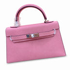 Mini Kelly II Sellier 19cm & 22cm Rose Confetti Epsom Leather Palladium Hardware — Timeless Mini Top-Handle Design