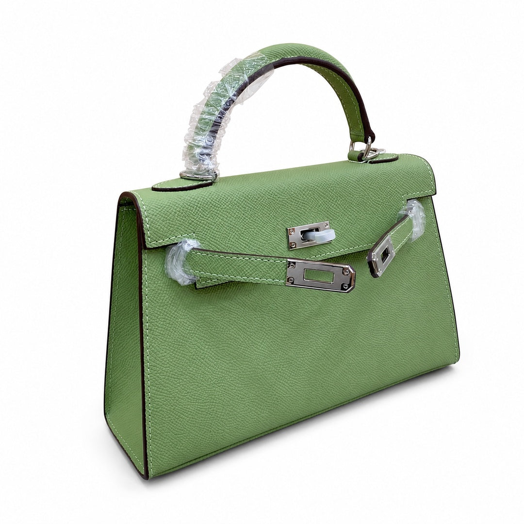 Mini Kelly II Sellier 19cm & 22cm Vert Pistache Epsom Leather Palladium Hardware — Distinctive Petite Bag