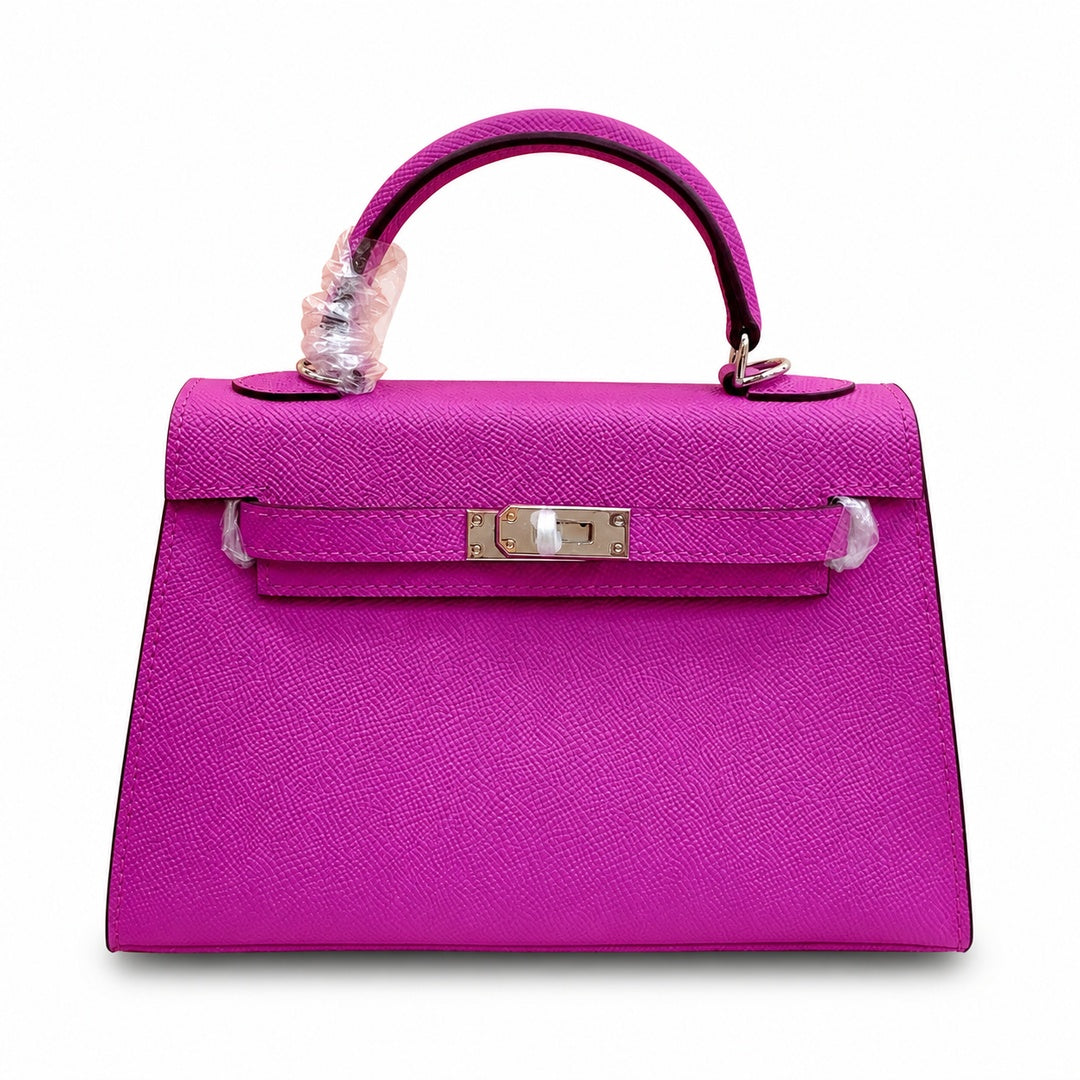 Mini Kelly II Sellier 19cm & 22cm Rose Pourpre Epsom Leather Palladium Hardware — Streamlined Mini Handbag