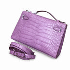 Kelly Pochette Lilac Shiny Niloticus Crocodile Leather Palladium Hardware Women Clutch Bag — Refined Small Hand-Carry Bag