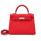 Mini Kelly II Sellier 19cm & 22cm Rouge Casaque Epsom Leather Palladium Hardware — Elegant Compact Carry Style
