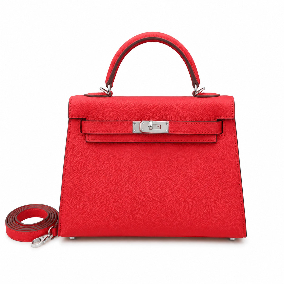 Mini Kelly II Sellier 19cm & 22cm Rouge Casaque Epsom Leather Palladium Hardware — Elegant Compact Carry Style