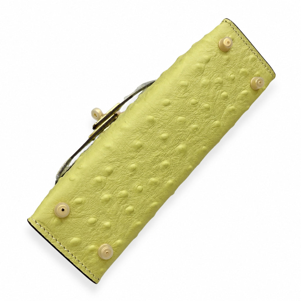 Mini Kelly II 19cm Sellier Jaune Poussin Ostrich Gold Hardware Luxury Mini — Timeless Mini Top-Handle Design